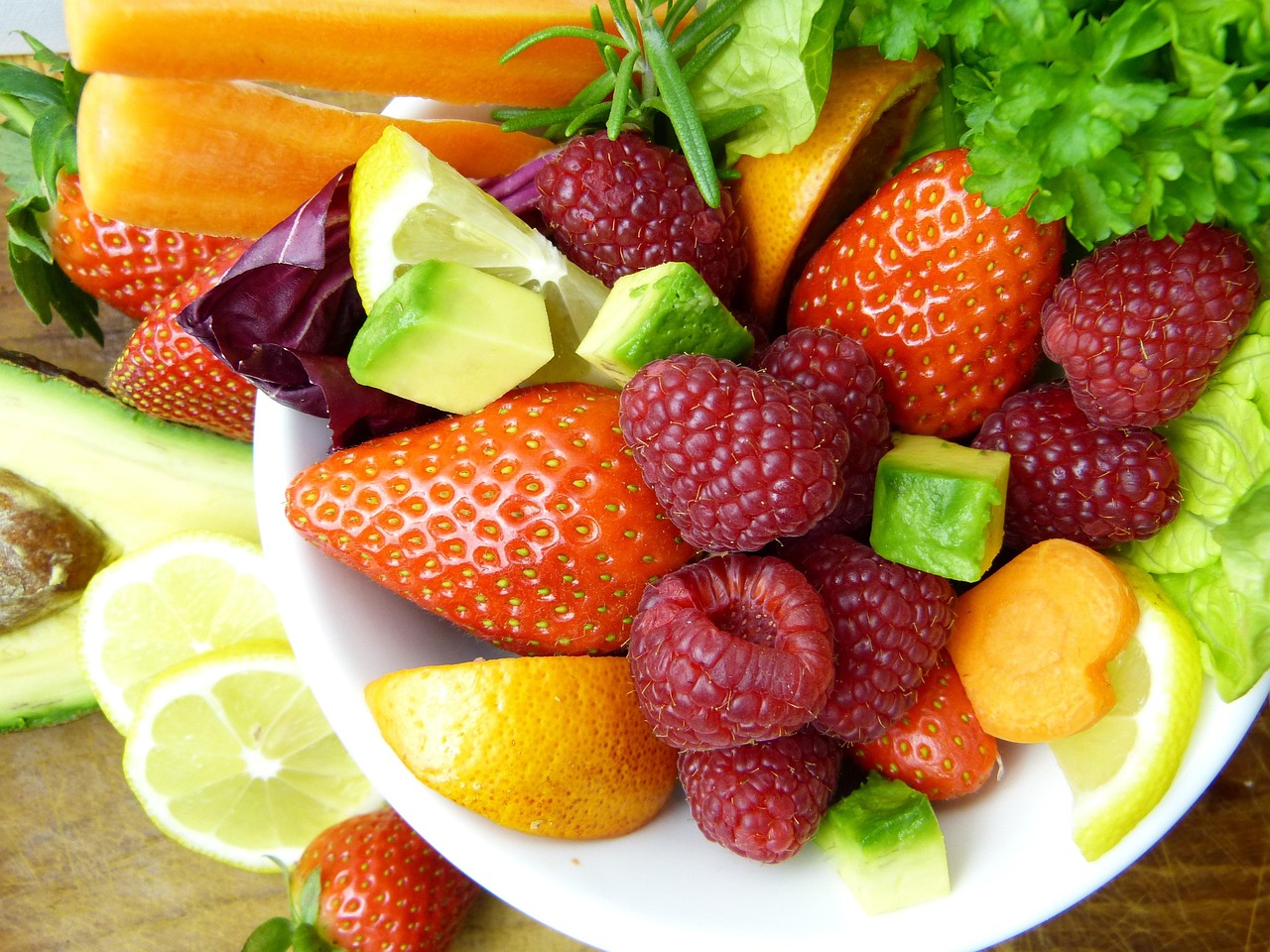  Diverse fruits and vegetables representing immune-boosting nutrients
