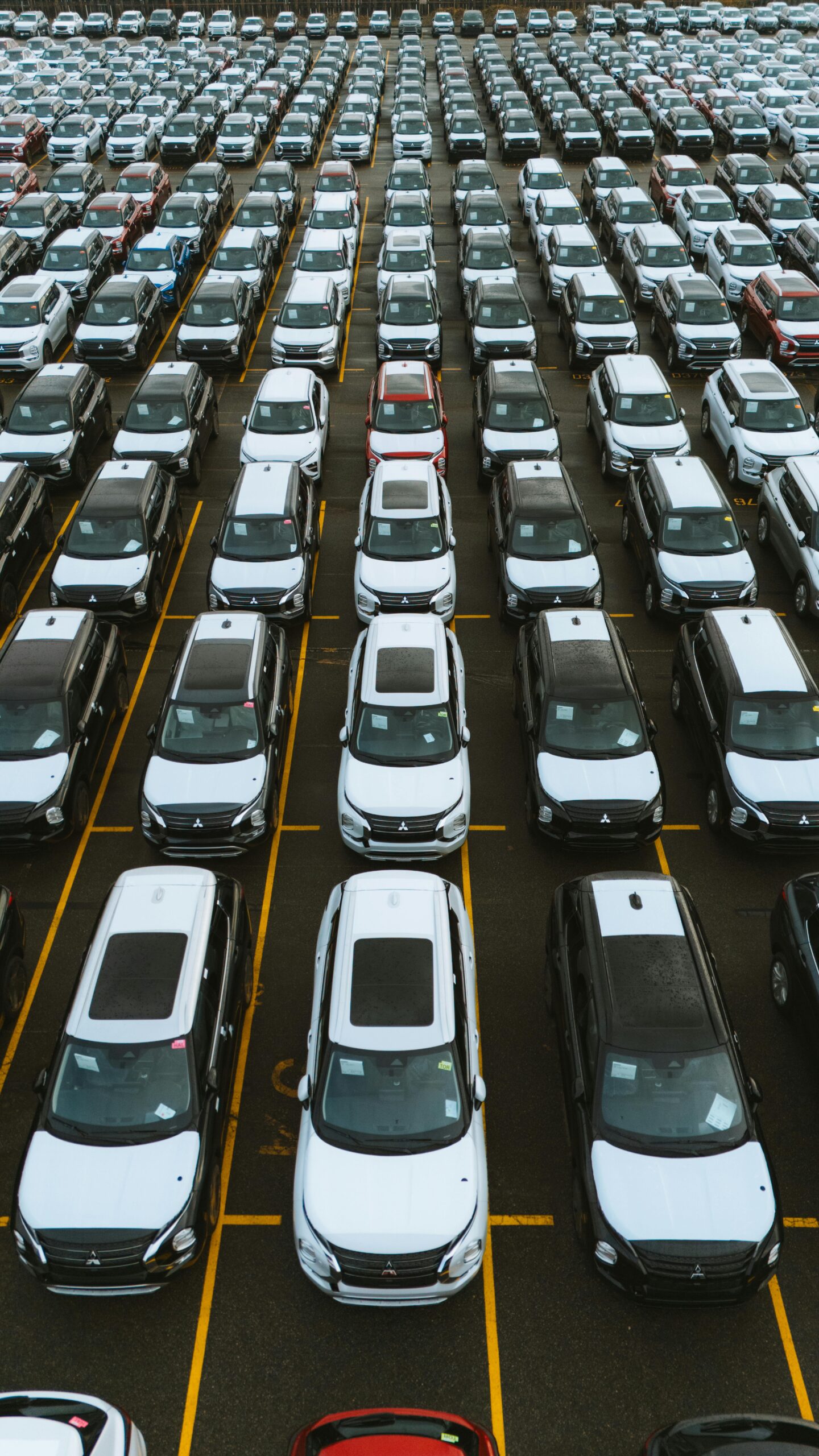Rows of used cars for sale in dealership